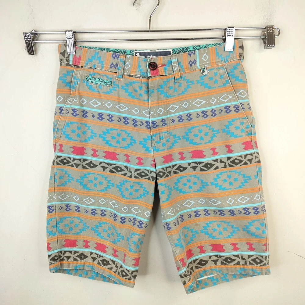 Modern Amusement Shorts Mens 30 Aztec Geometric Southwest Tan Multi Cotton